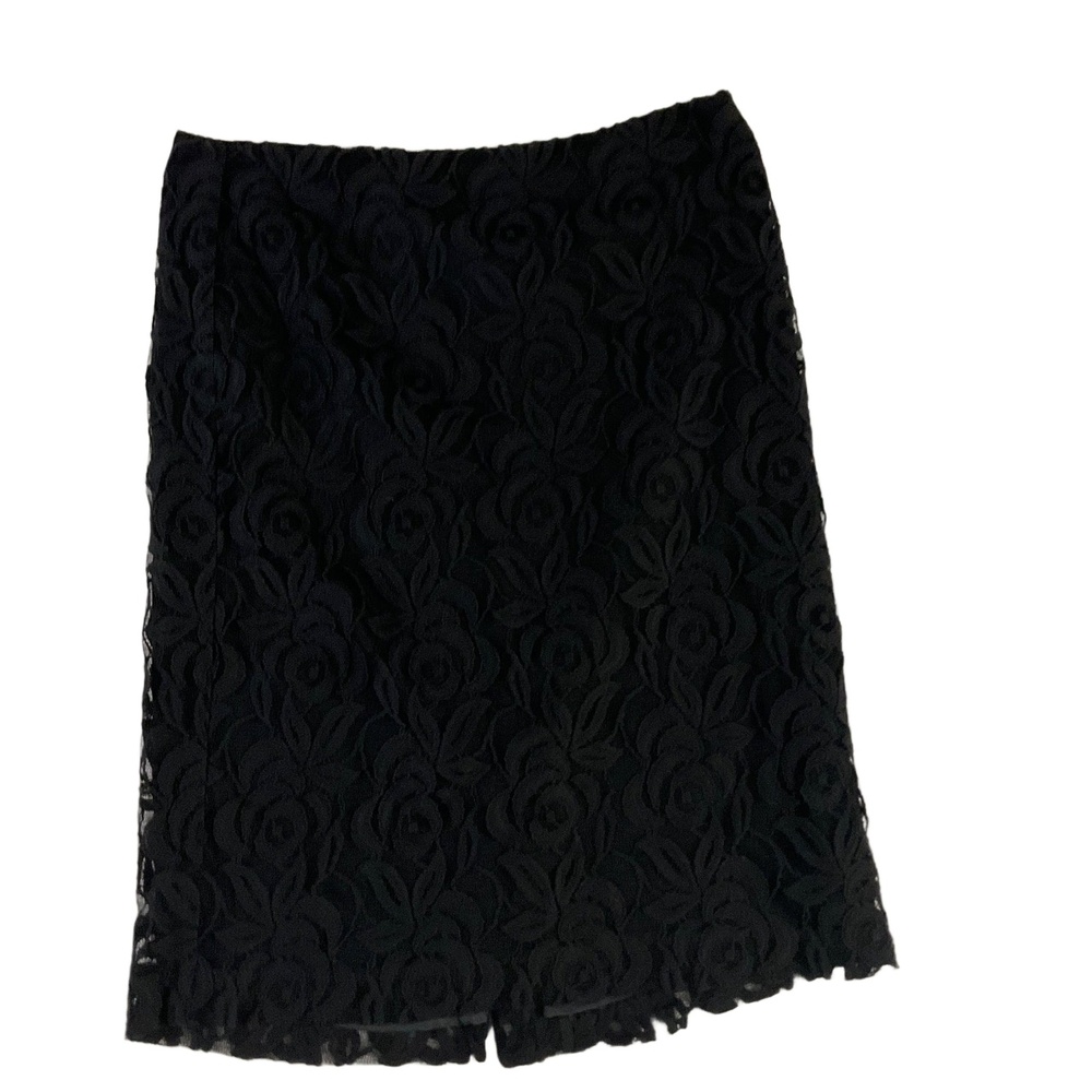 Talbots‎ Black Rose Lace Skirt Floral Pattern Womens Size 10